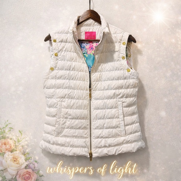 Lilly Pulitzer Coastal Quilted Puffer Vest – Floral Lined – Size 6